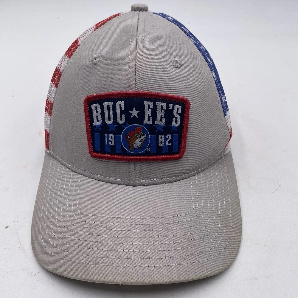 Buc-Ees Patriotic Hat Patriotic SnapBack Trucker Mesh American Flag Stars Stripe